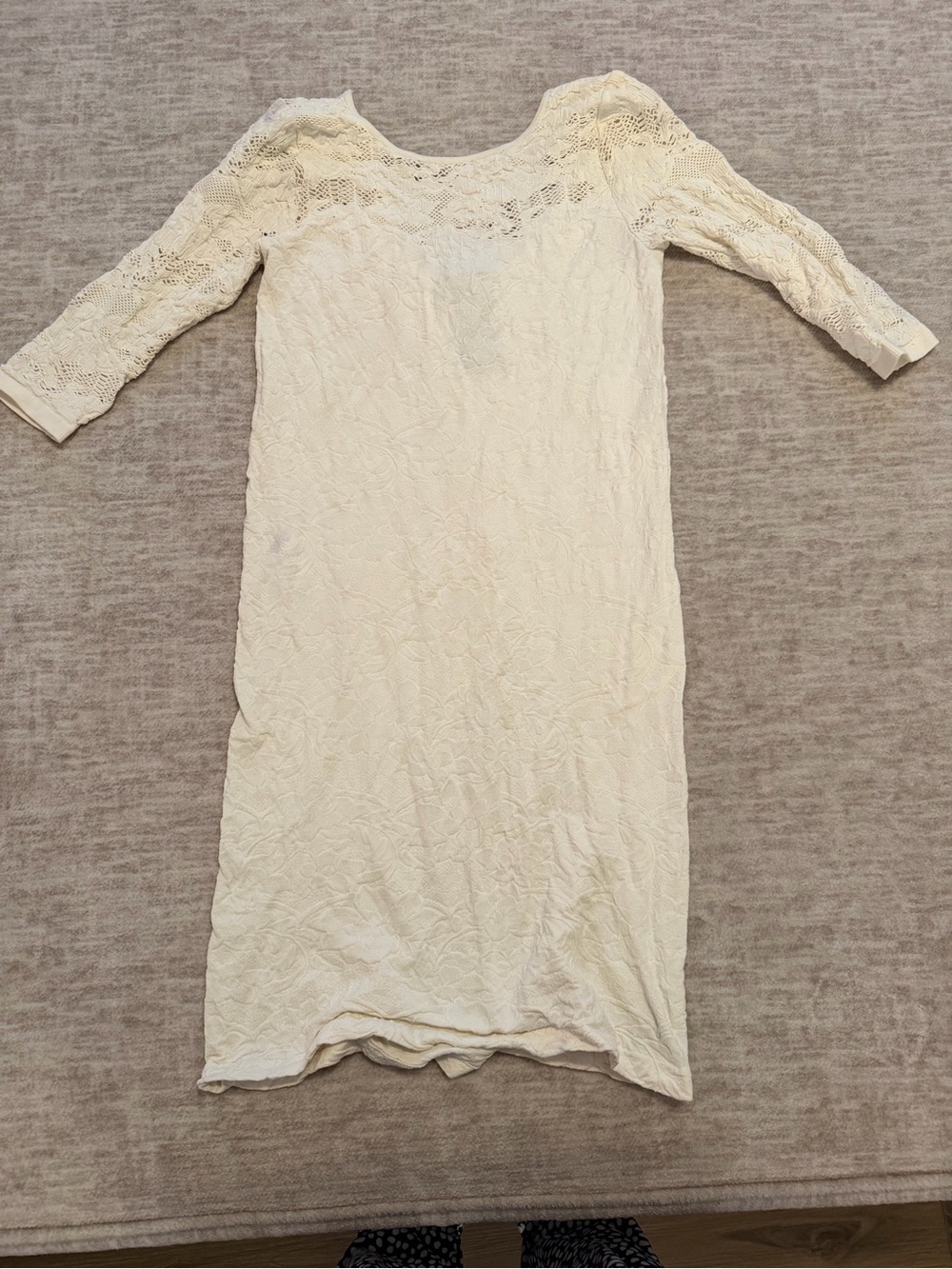 bebe Off white Lace-look Bodycon Dress